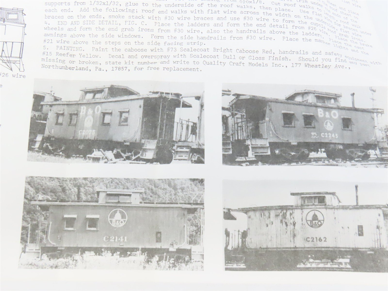 HO Scale Quality Craft Models Kit 332 B&O Baltimore & Ohio Railroad Caboose