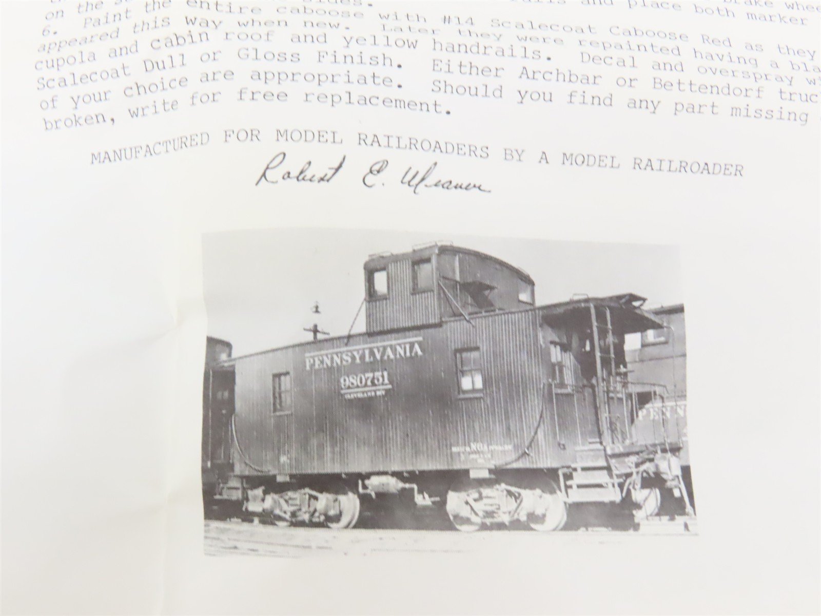 HO Scale Quality Craft Models Kit 317 PRR Pennsylvania Railroad Caboose
