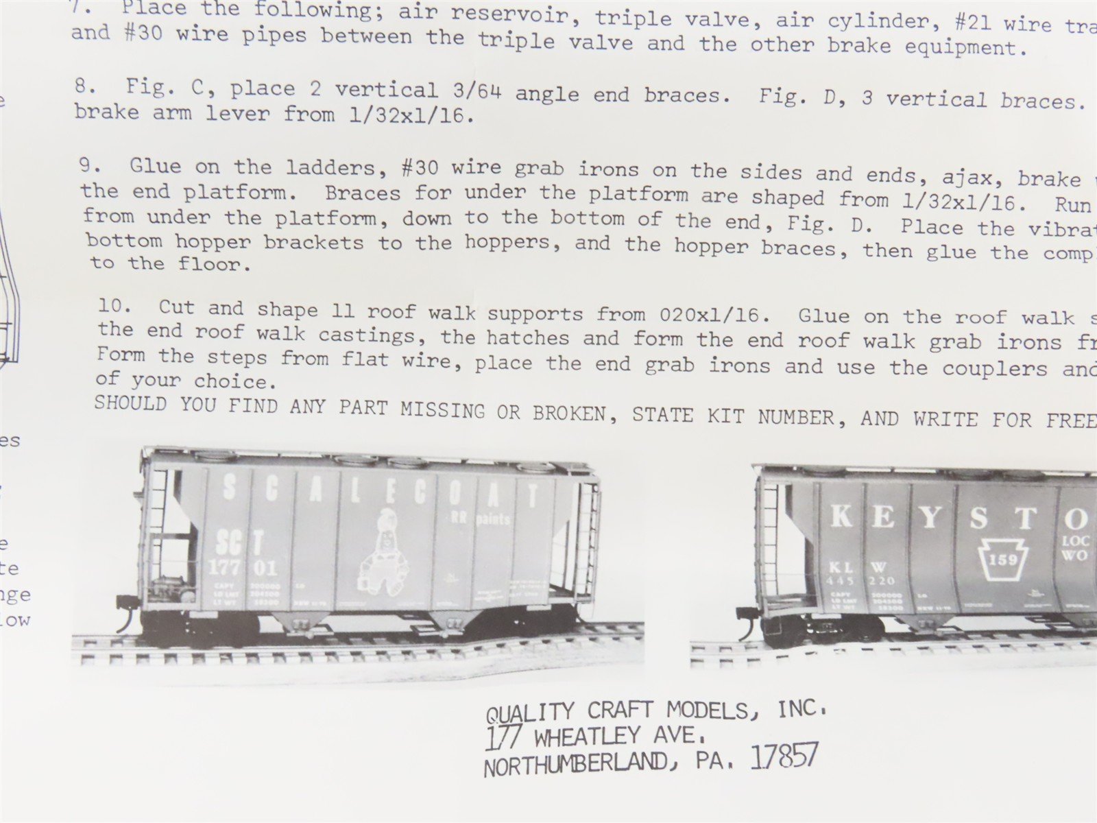 HO Scale Quality Craft Models Kit 360 KLW Keystone Locomotive Works Hopper #159