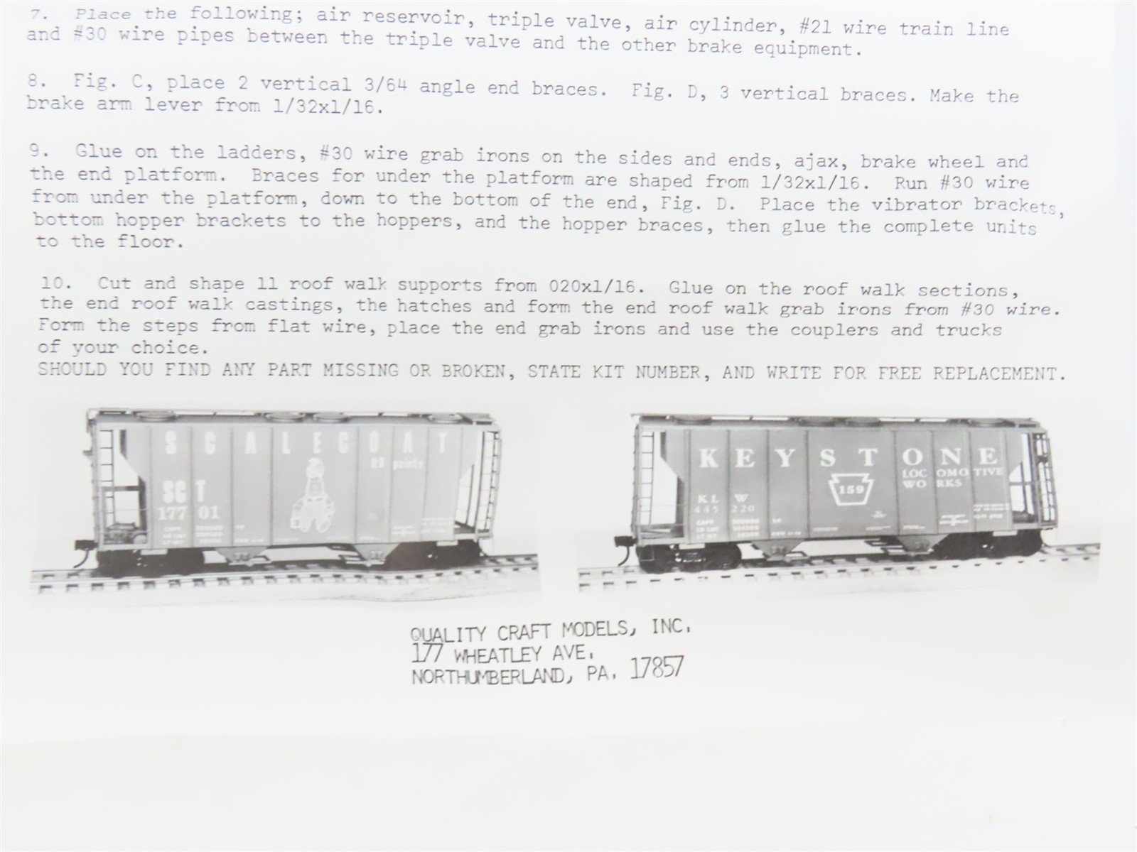 HO Scale Quality Craft Models Kit 360 KLW Keystone Locomotive Works Hopper #159