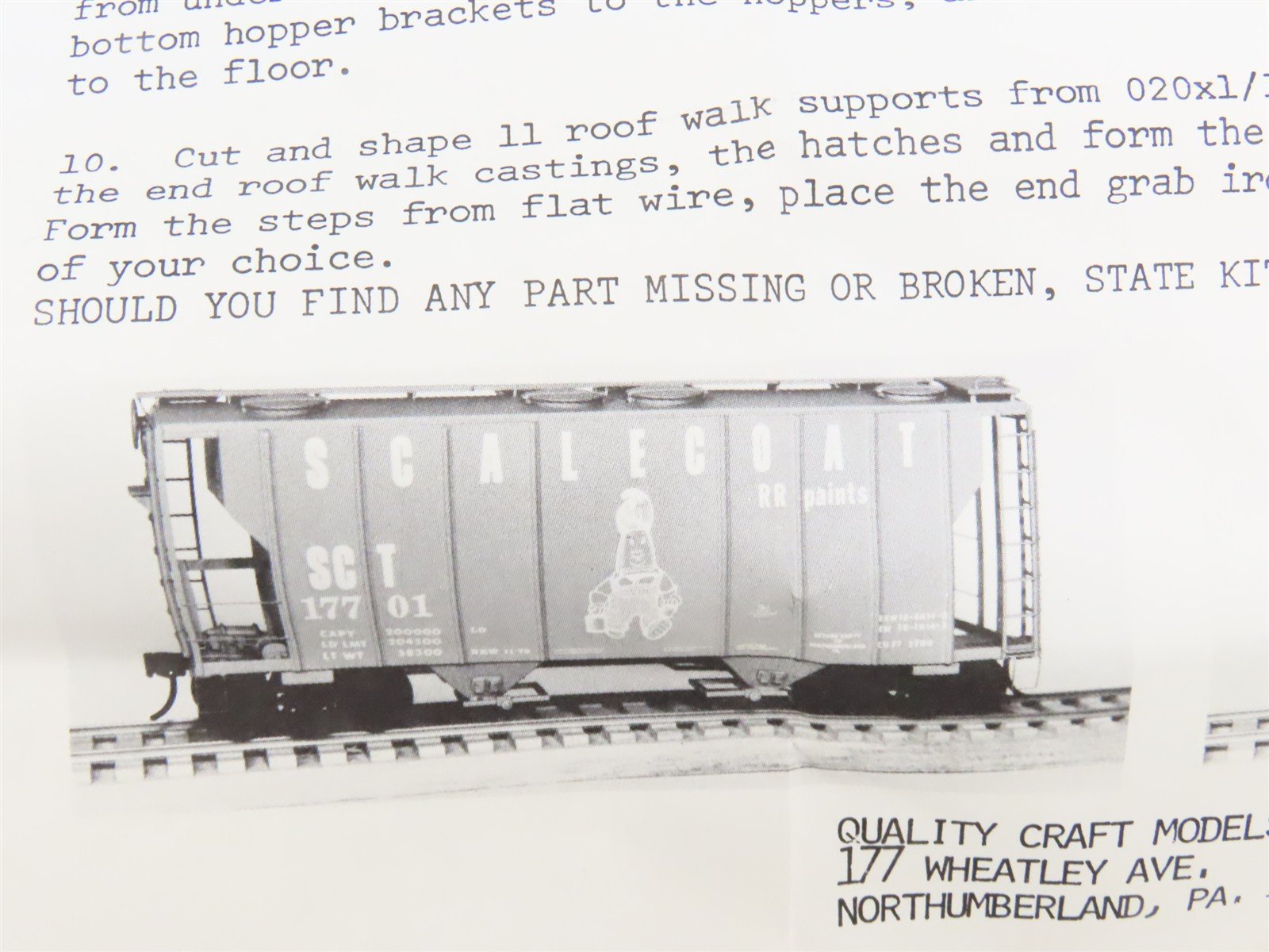 HO Scale Quality Craft Models Kit 360 KLW Keystone Locomotive Works Hopper #159