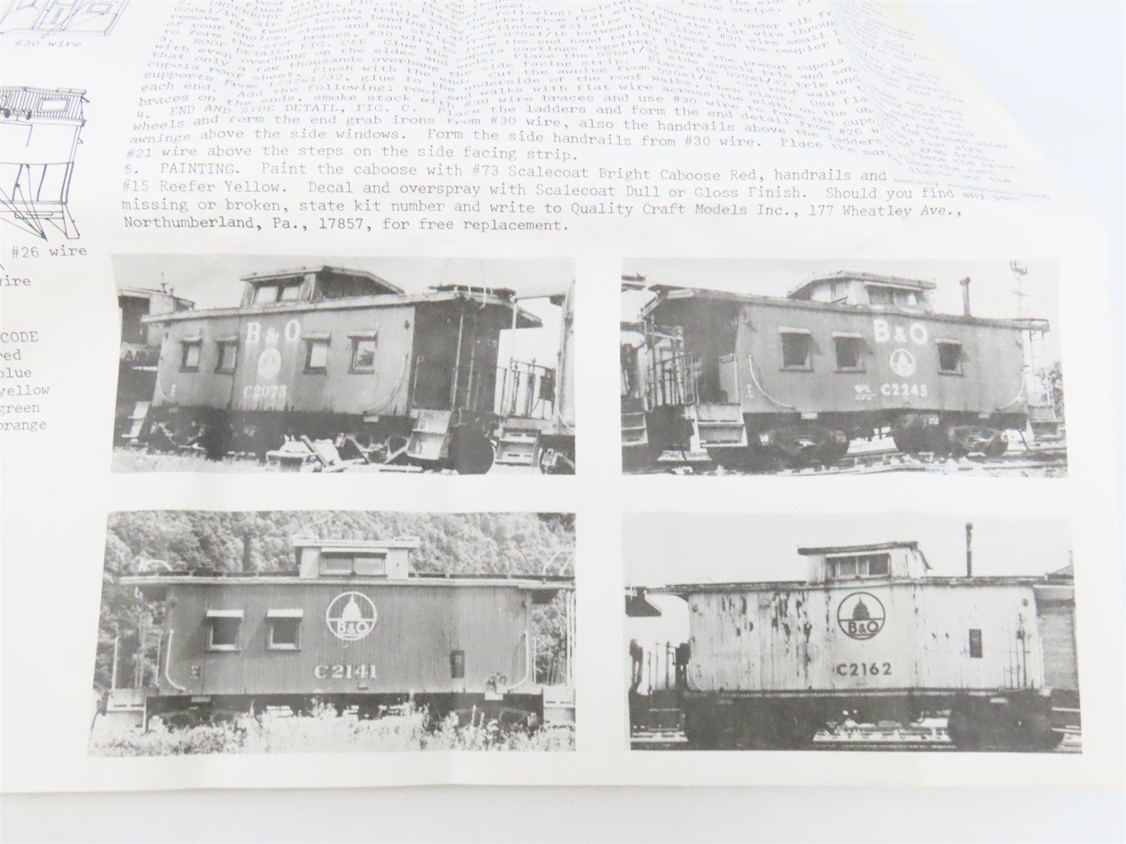 HO Scale Quality Craft Models Kit 332 B&O Baltimore & Ohio Railroad Caboose