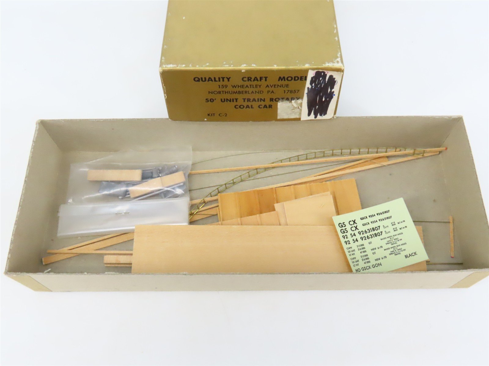 HO Scale Quality Craft Models Kit C-2 GSCX 50' Unit Train Rotary Coal Gondola