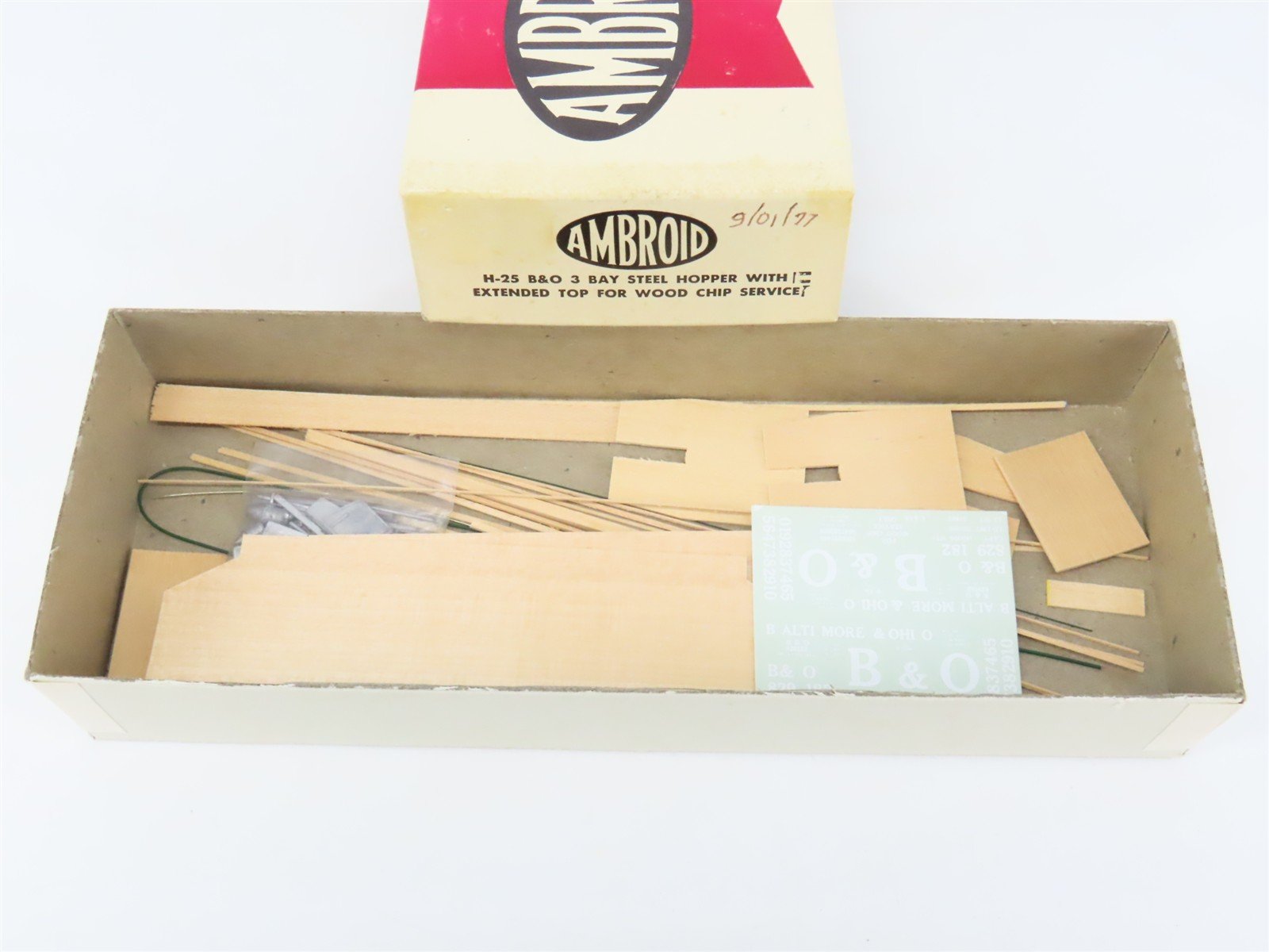 HO Scale Ambroid Kit H-25 B&O Baltimore & Ohio Railroad 3-Bay Hopper