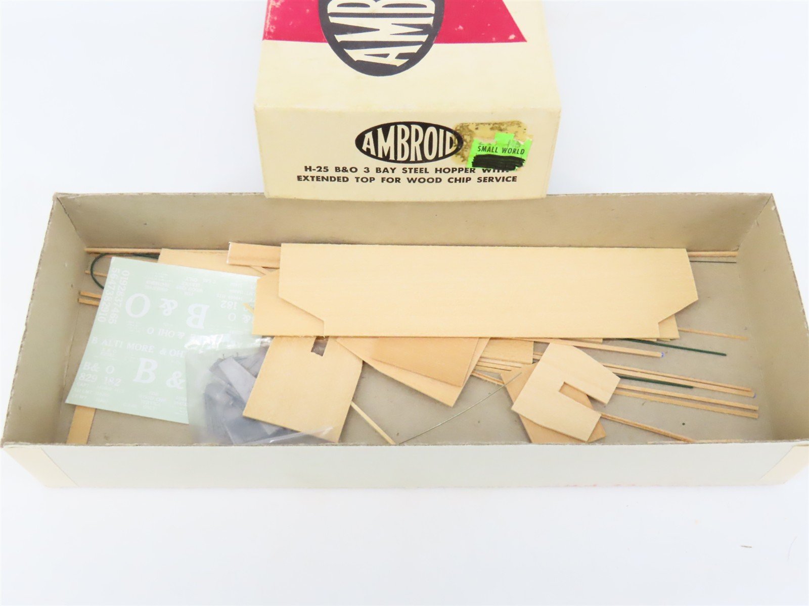 HO Scale Ambroid Kit H-25 B&O Baltimore & Ohio Railroad 3-Bay Hopper