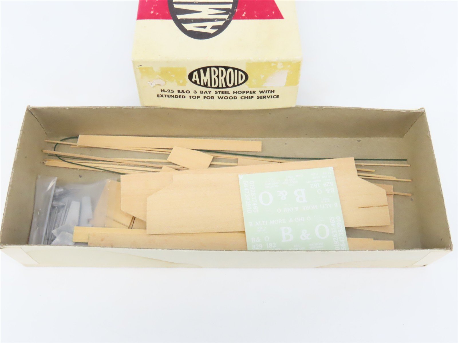 HO Scale Ambroid Kit H-25 B&O Baltimore & Ohio Railroad 3-Bay Hopper