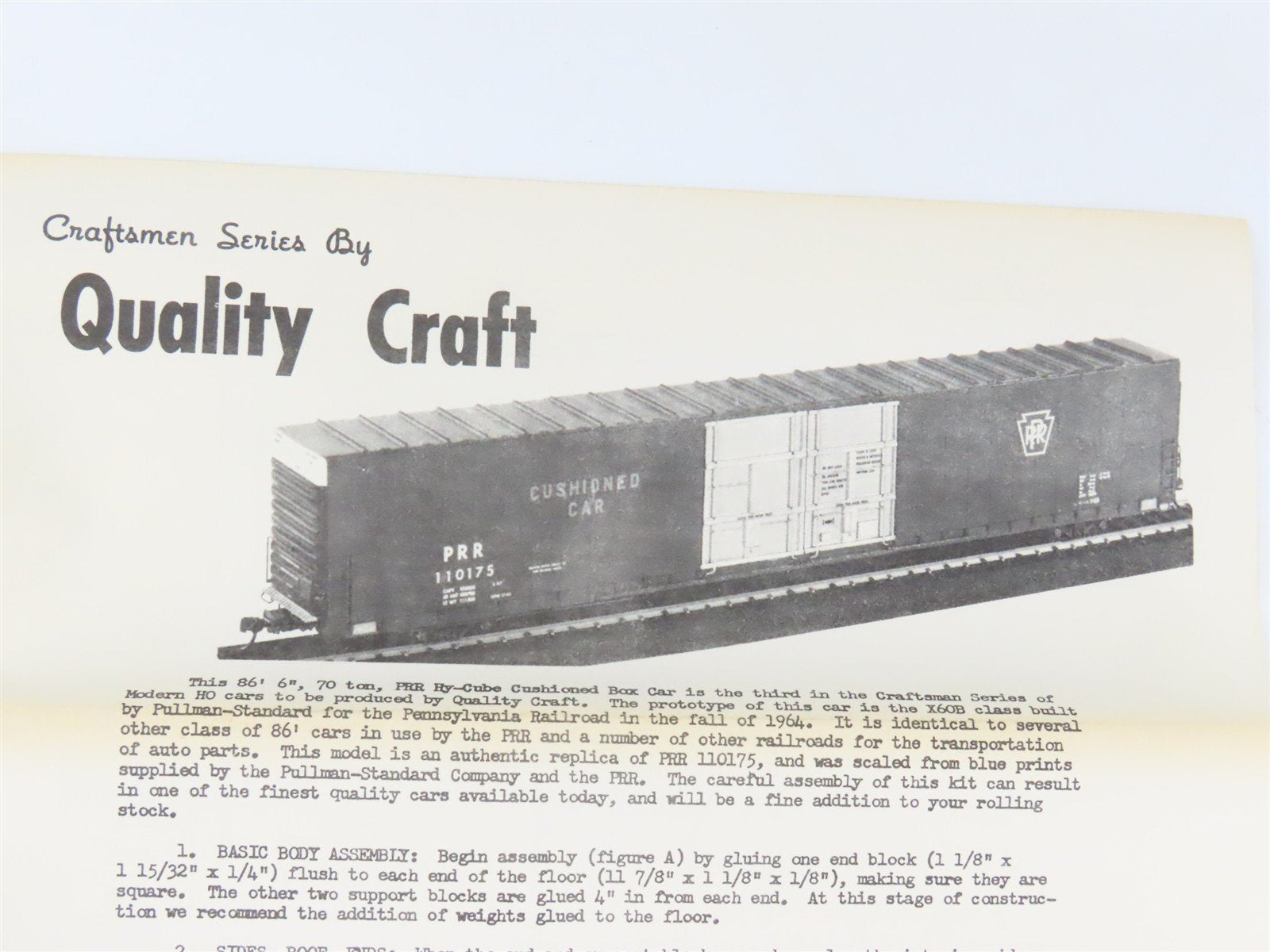 HO Scale Quality Craft Models Kit P-3 PRR Pennsylvania 86' Hy-Cube Box Car