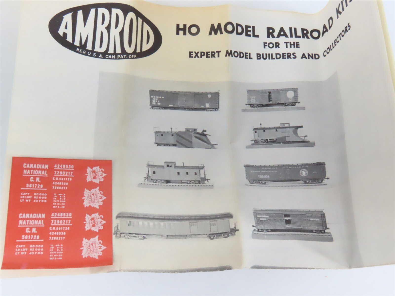 HO Scale Ambroid Kit K-12 CN Canadian National 40' Single Sheathed Box Car