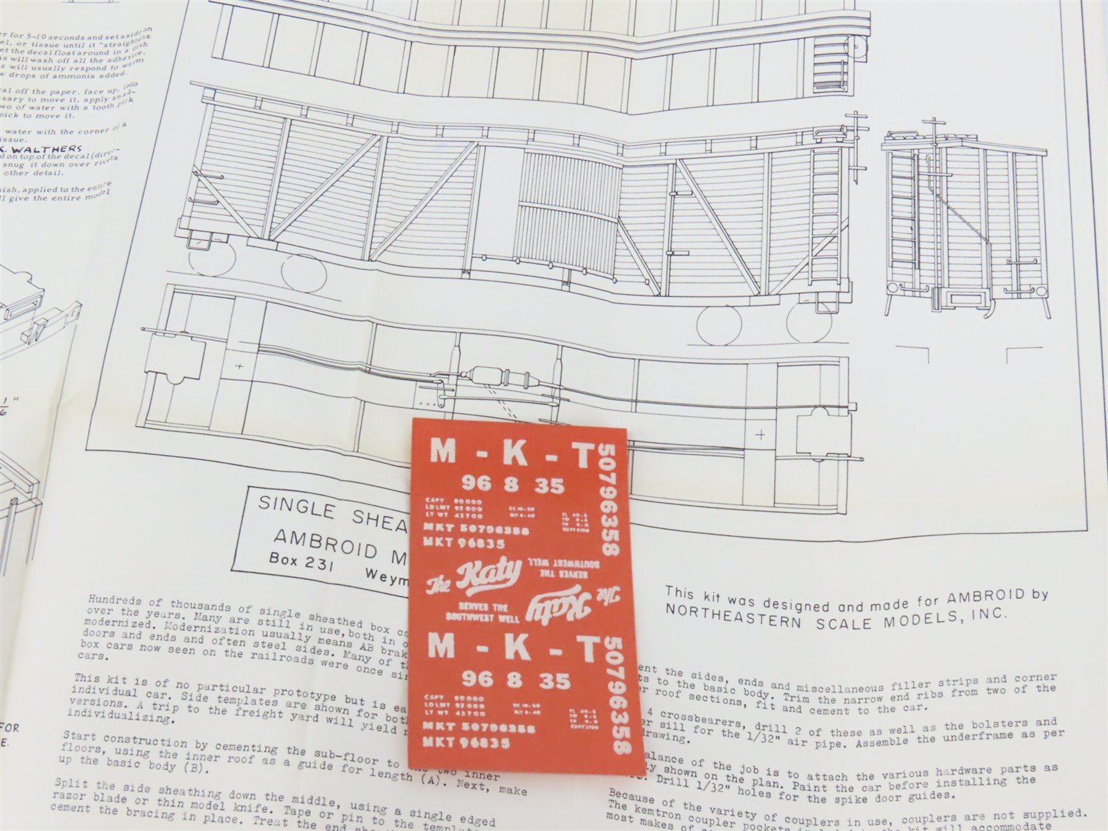 HO Scale Ambroid Kit K-12 MKT The Katy 40' Single Sheathed Box Car