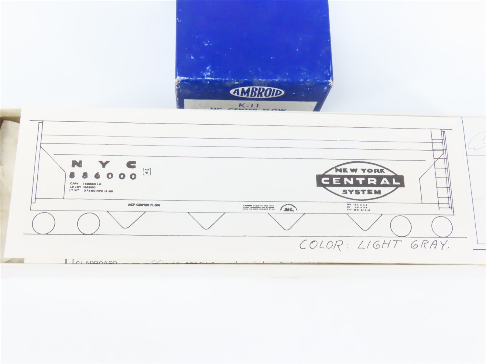 HO Scale Ambroid Kit K-11 NYC New York Central Center Flow 4-Bay Hopper #886000