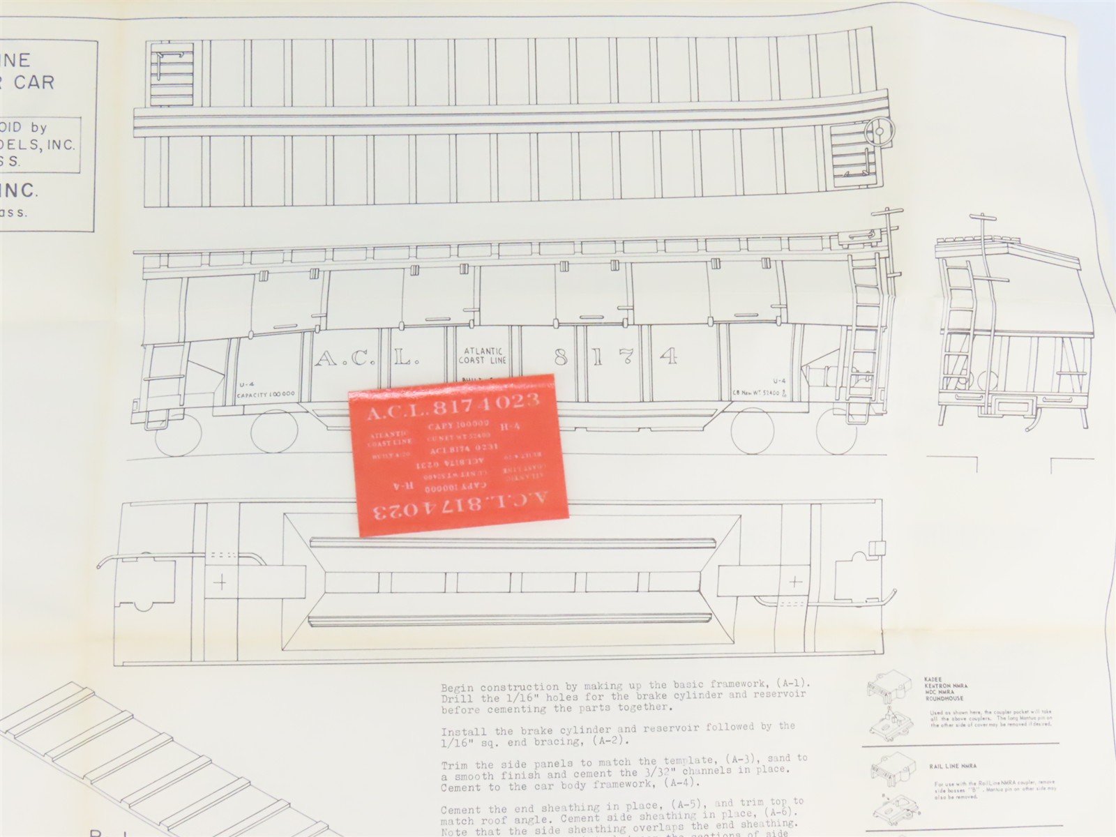 HO Scale Ambroid Kit No. 9 ACL Atlantic Coast Line Phosphate Hopper #8174