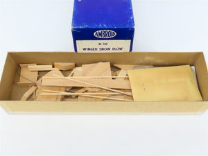 HO Scale Ambroid Kit K-10 Wood Winged Snow Plow