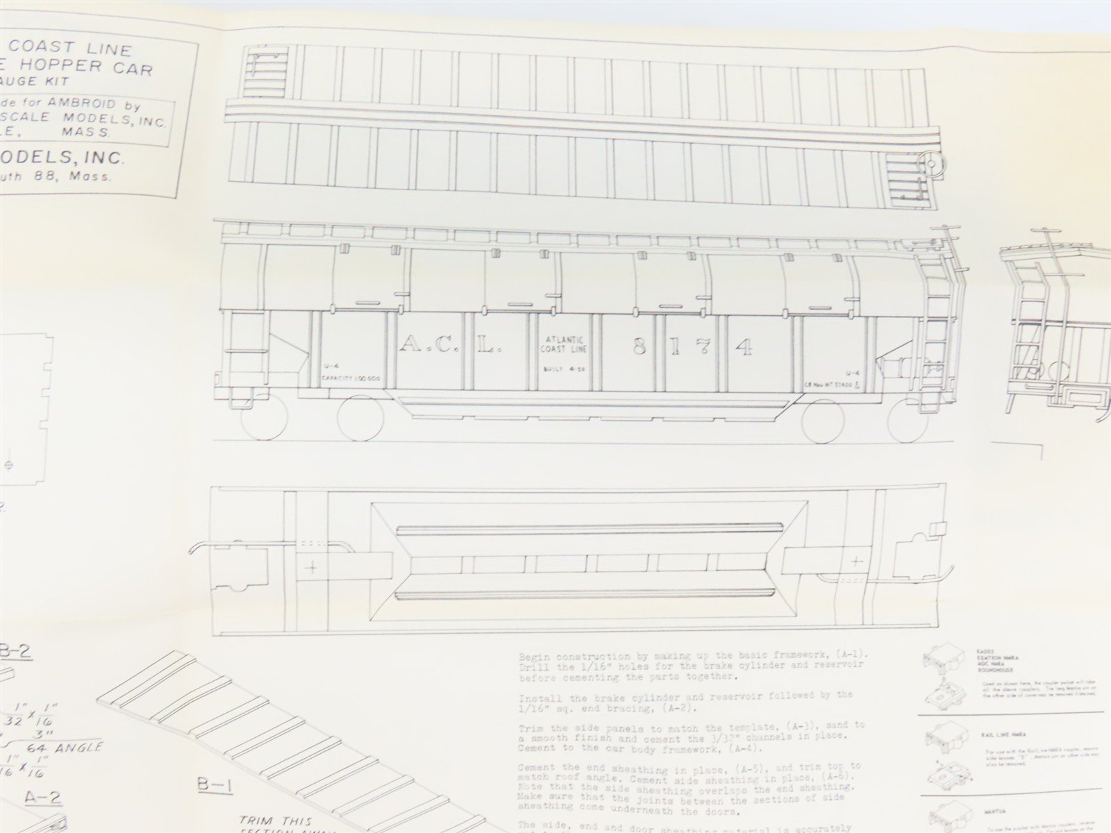 HO Scale Ambroid Kit No. 9 ACL Atlantic Coast Line Phosphate Hopper #8174