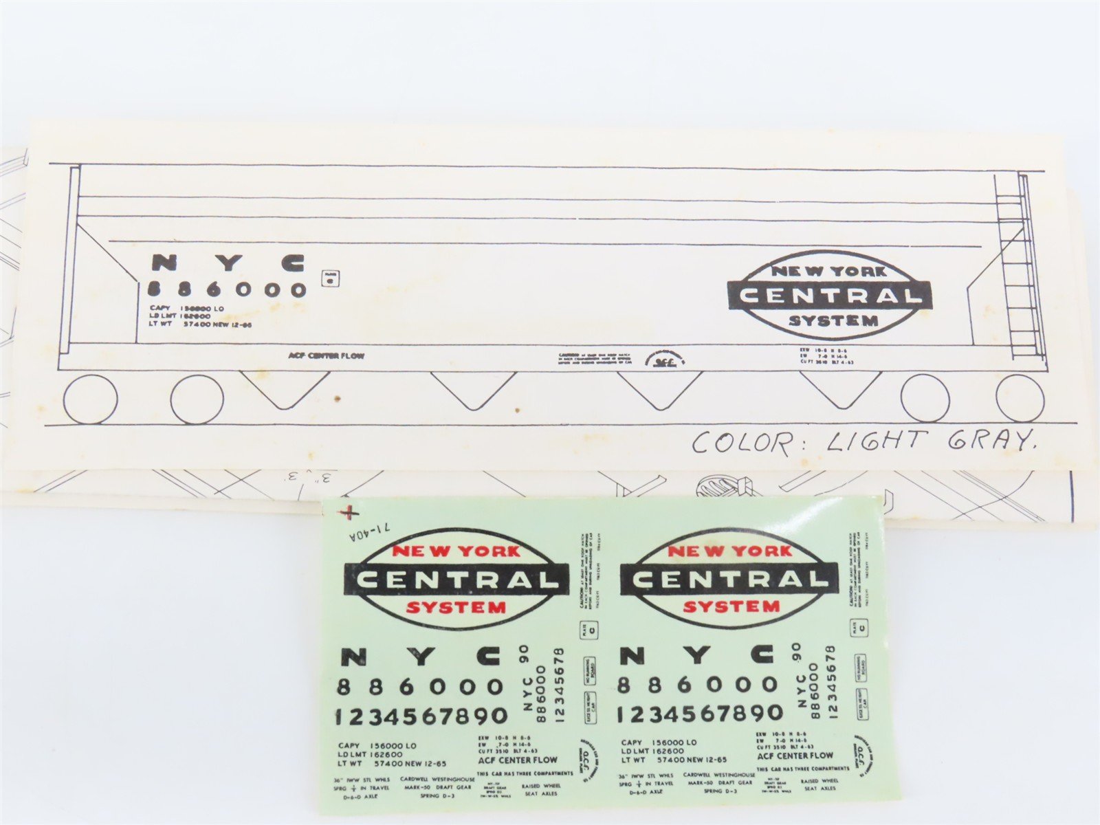 HO Scale Ambroid Kit NYC New York Central 4-Bay Center Flow Hopper #886000