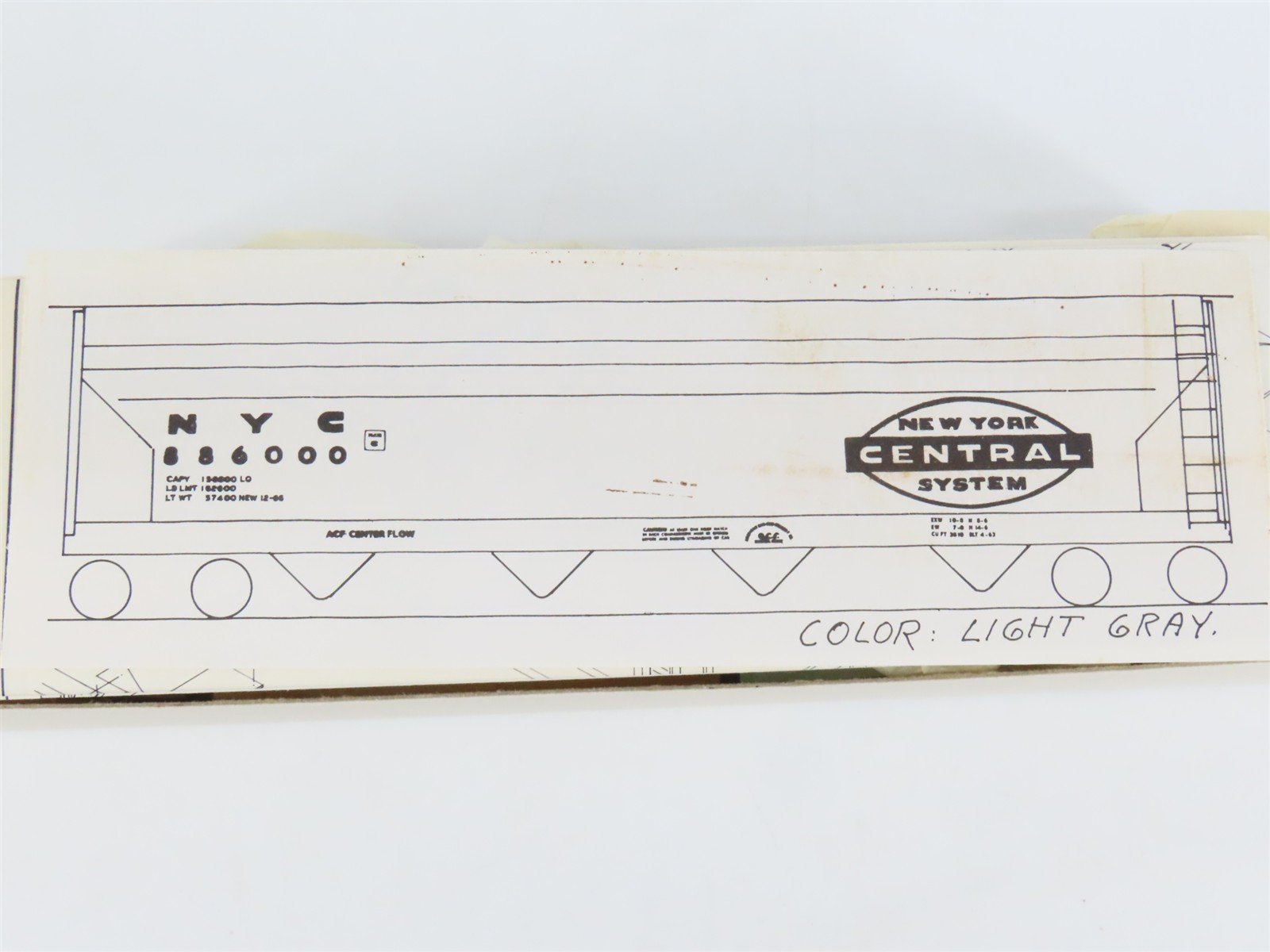HO Scale Ambroid Kit NYC New York Central Center Flow 4-Bay Hopper #886000