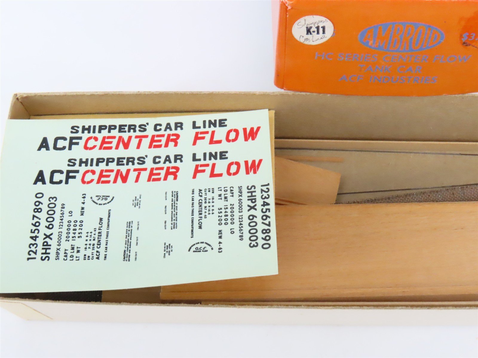 HO Scale Ambroid Kit SHPX ACF Industries Center Flow 4-Bay Hopper #60003