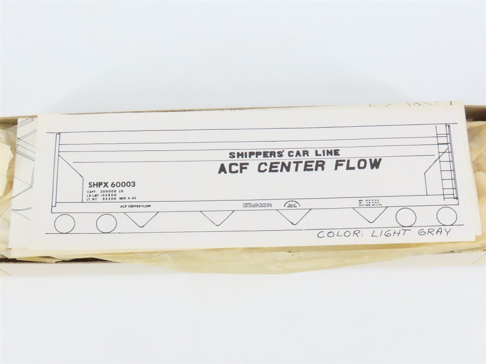 HO Scale Ambroid Kit SHPX ACF Industries Center Flow 4-Bay Hopper #60003