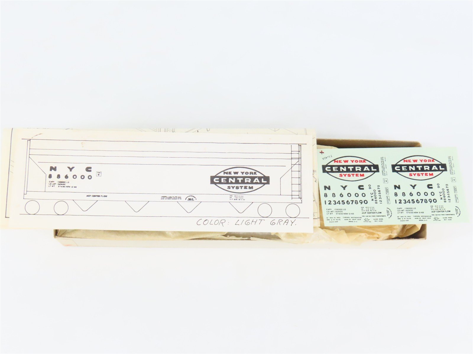 HO Scale Ambroid Kit NYC New York Central 4-Bay Center Flow Hopper #886000