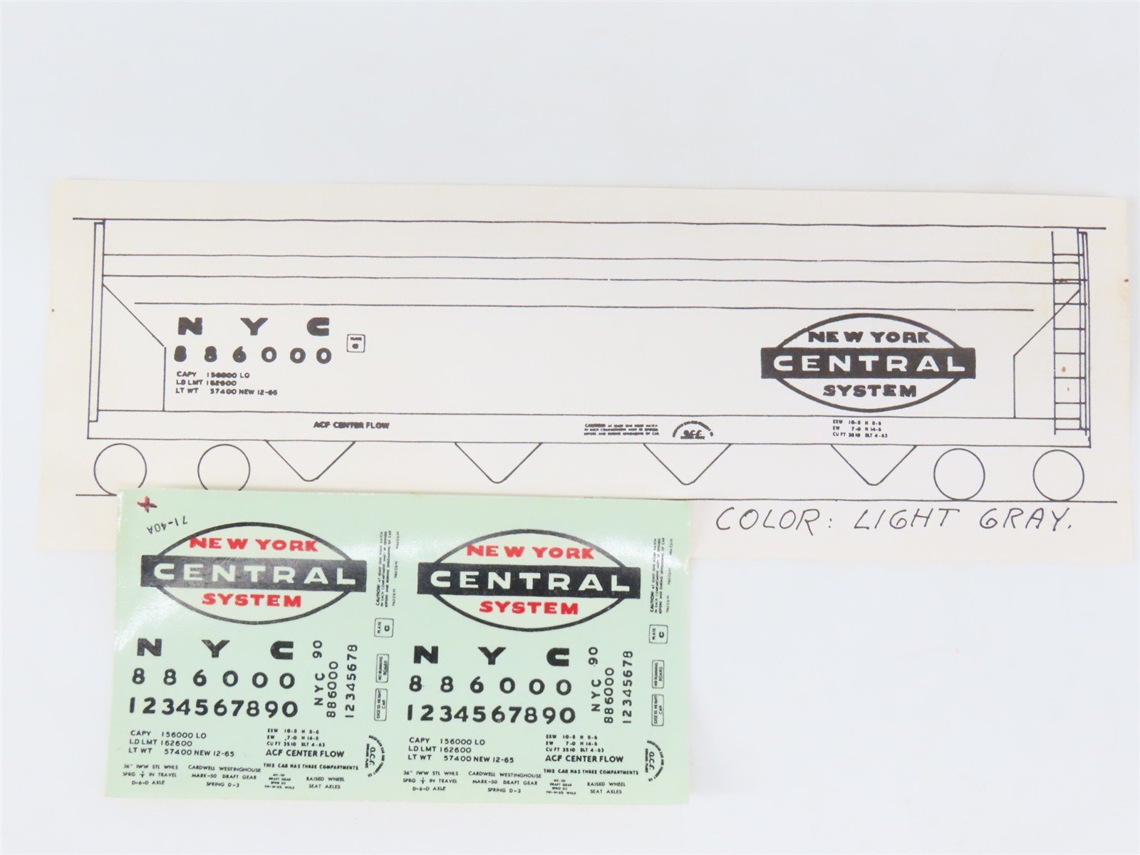 HO Scale Ambroid Kit NYC New York Central 4-Bay Center Flow Hopper #886000