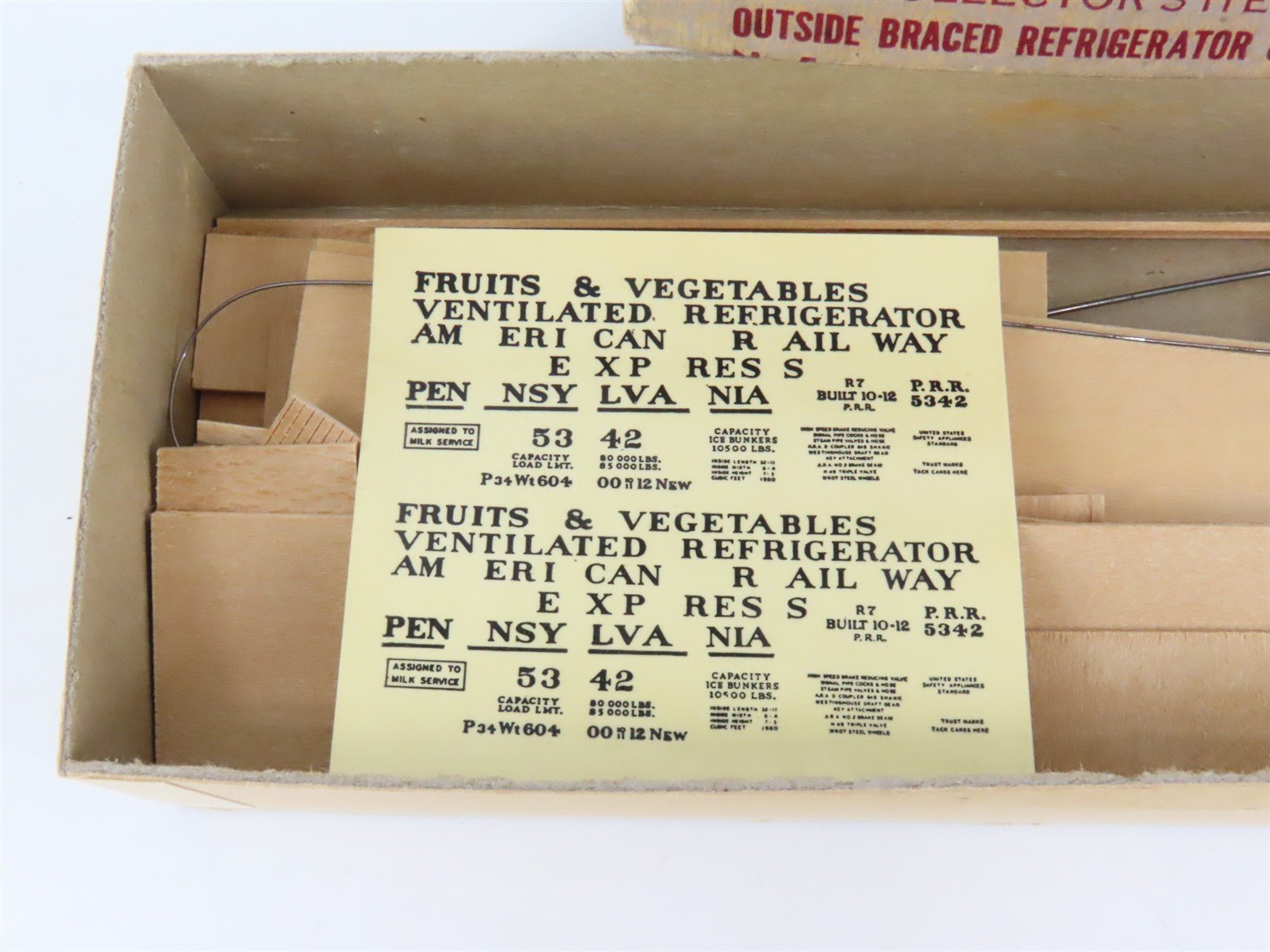 HO Scale Ambroid Kit No 5 PRR Pennsylvania Railroad Outside Braced Reefer #5342