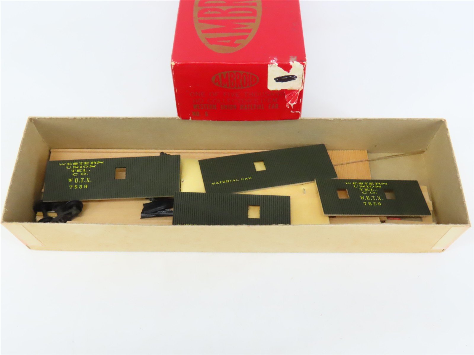 HO Scale Ambroid Kit No 6 WUTX Western Union Tel. Co. Material Car #7559
