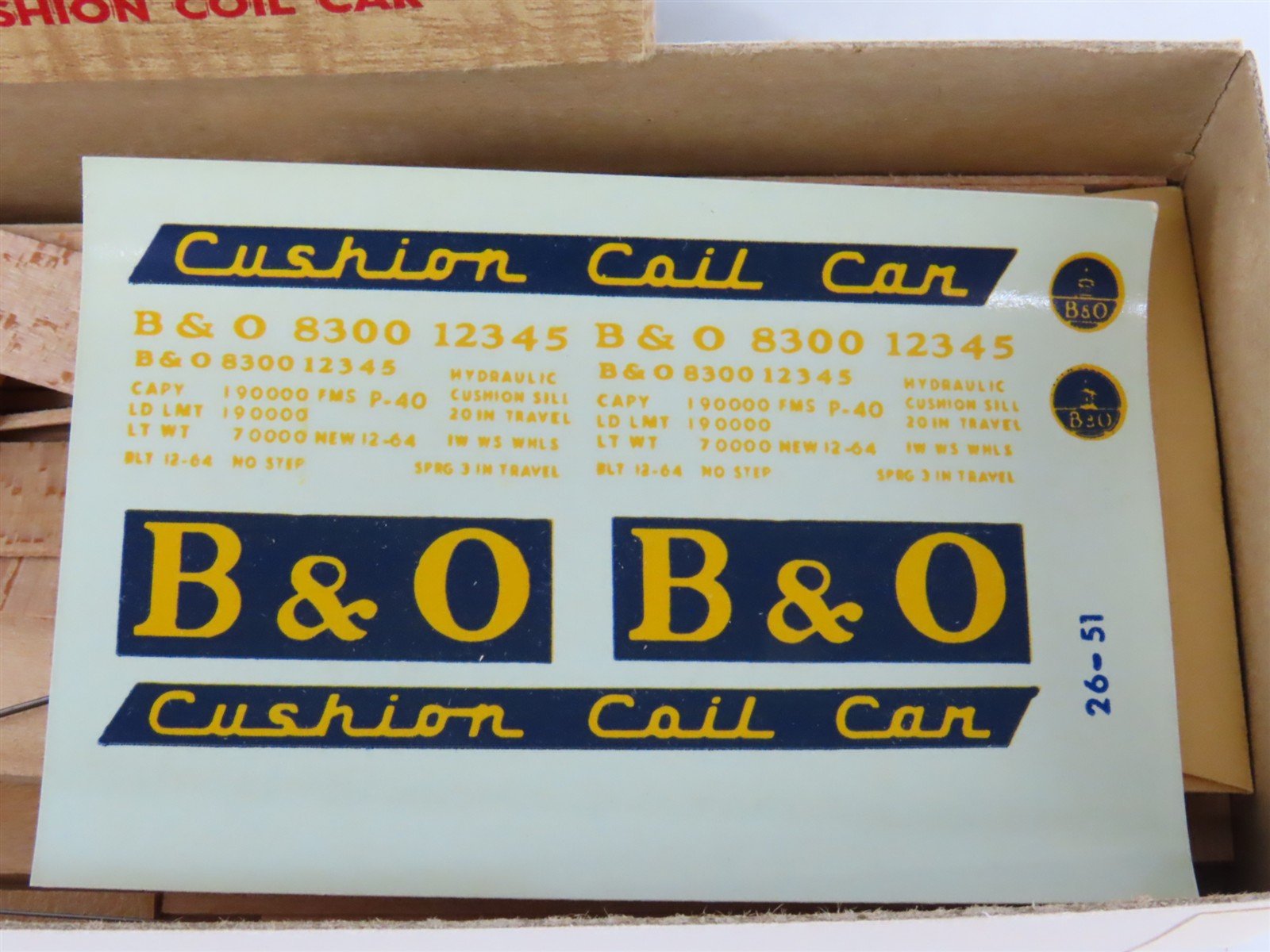 HO Scale Ambroid Kit No 7 B&O Baltimore & Ohio Cushion Coil Car #8300