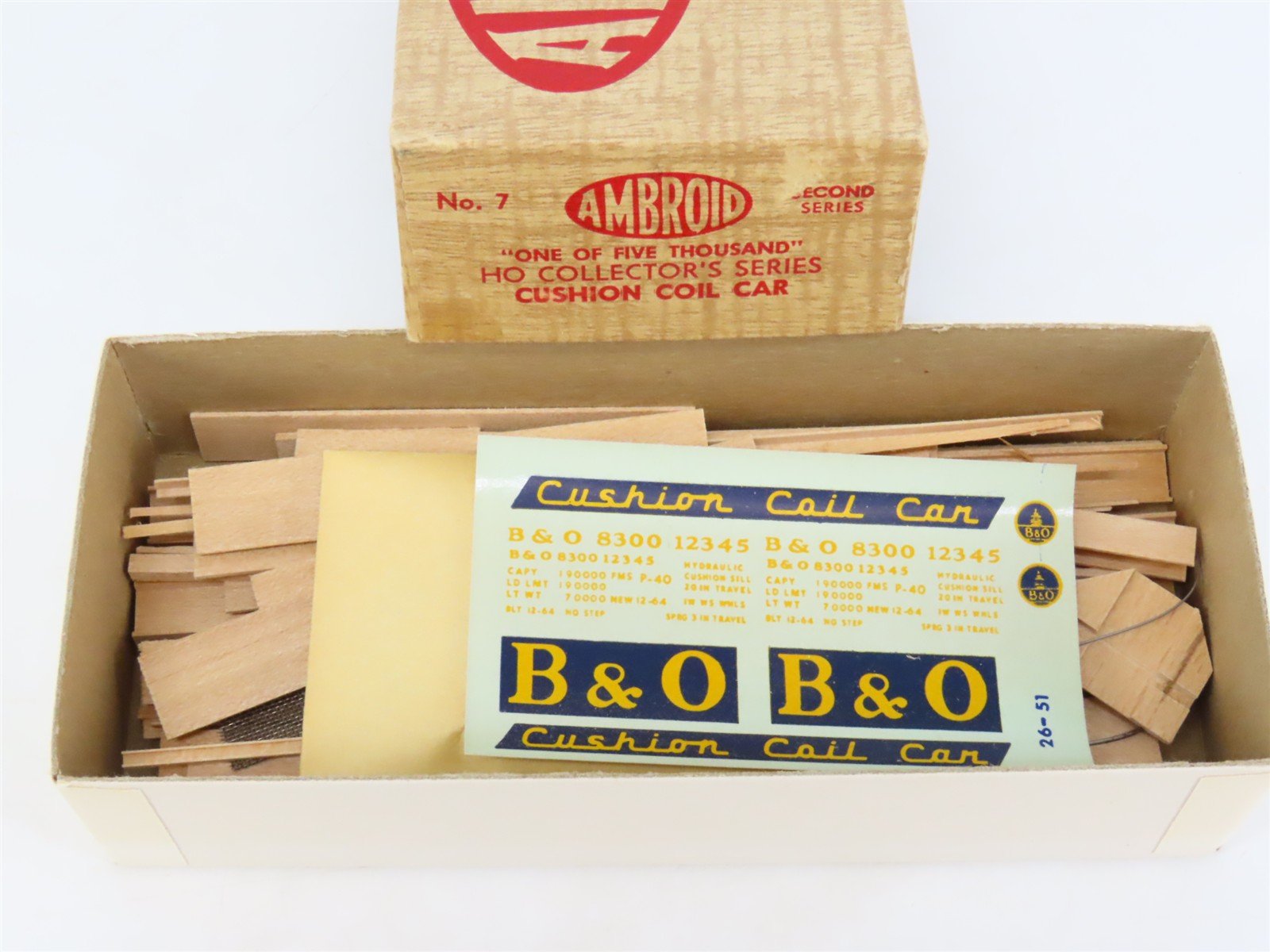 HO Scale Ambroid Kit No 7 B&O Baltimore & Ohio Cushion Coil Car #8300