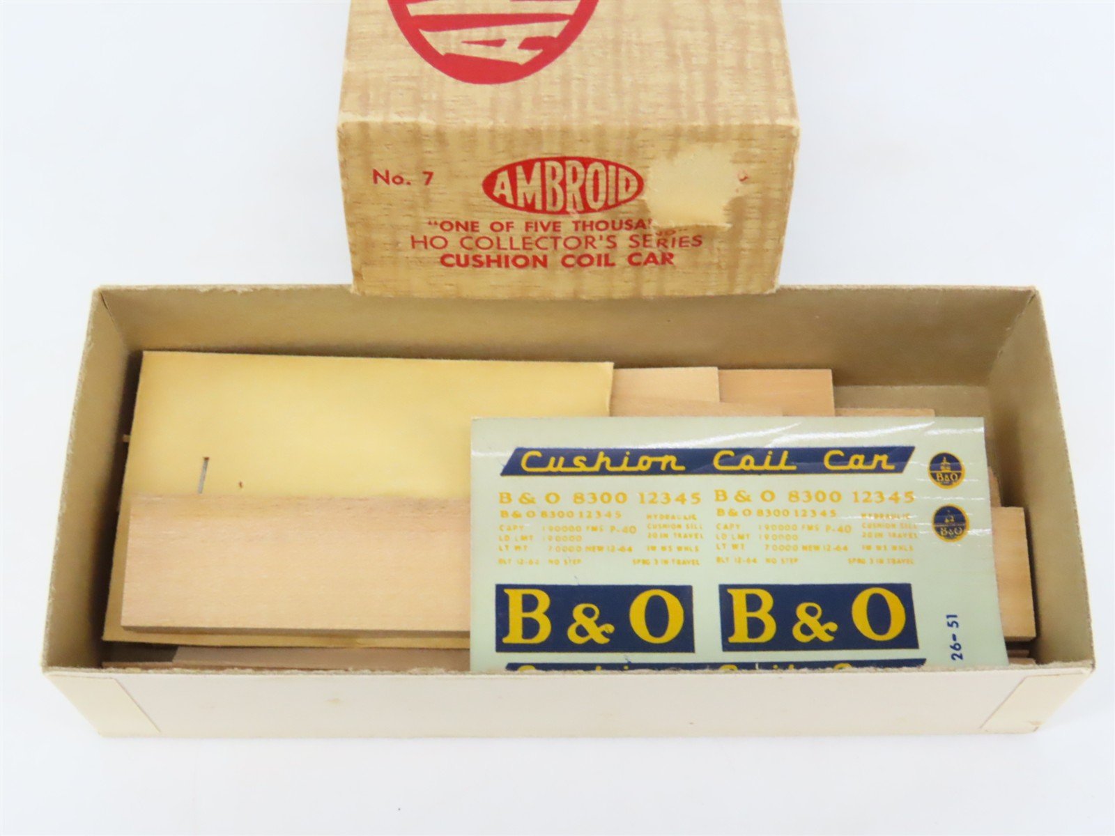 HO Scale Ambroid Kit No. 7 B&O Baltimore & Ohio Cushion Coil Car #8300