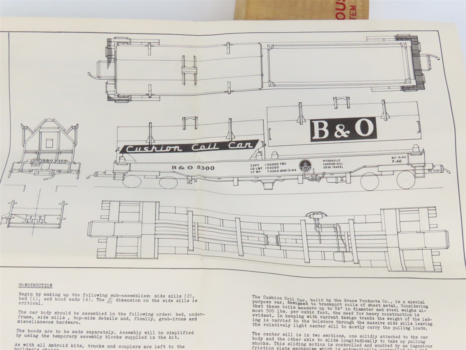HO Scale Ambroid Kit No 7 B&O Baltimore & Ohio Cushion Coil Car #8300