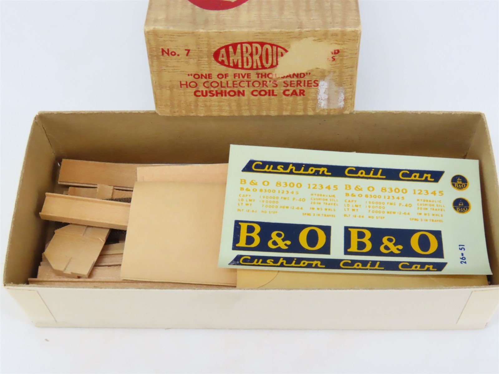 HO Scale Ambroid Kit No 7 B&O Baltimore & Ohio Cushion Coil Car #8300