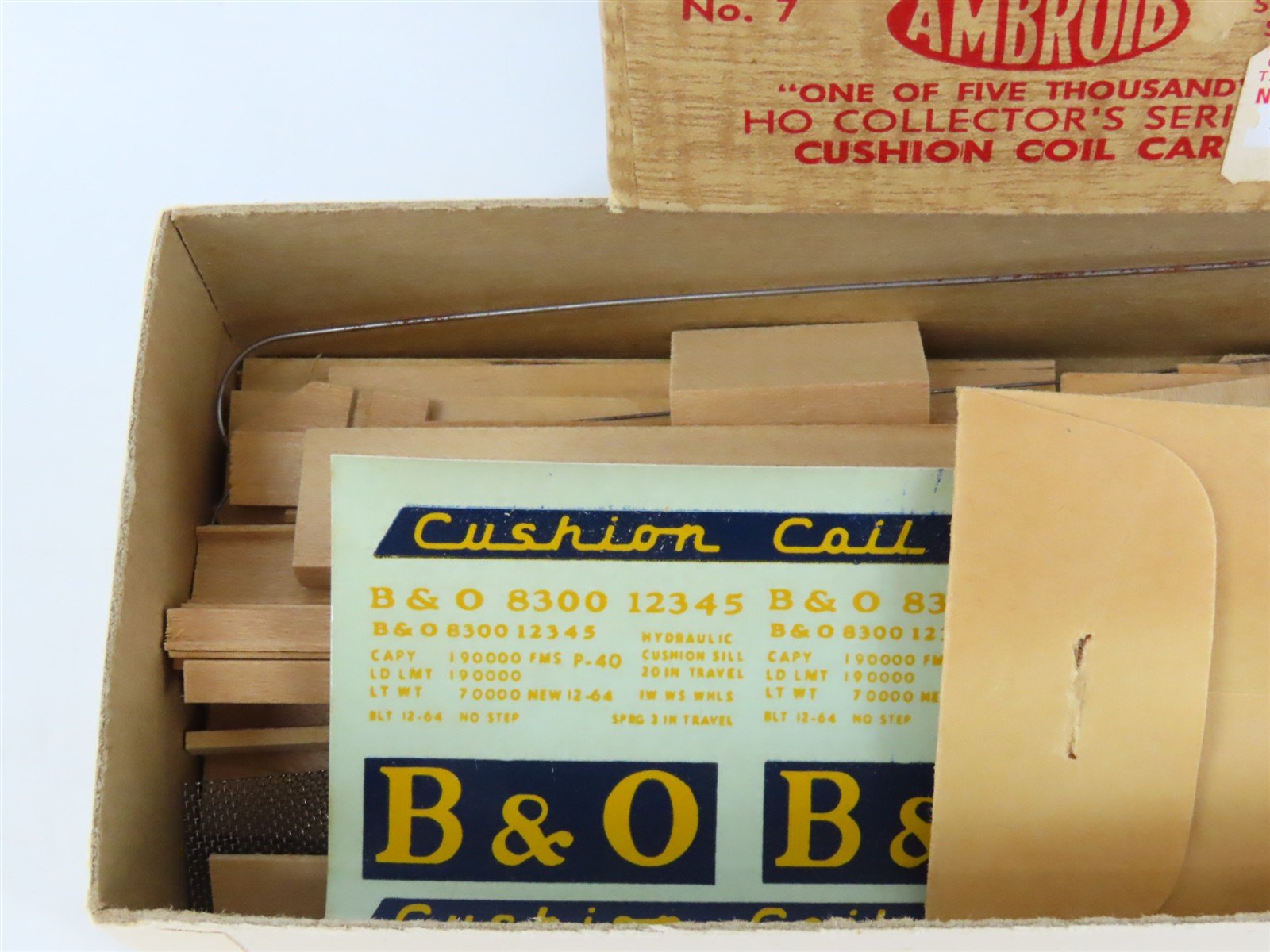 HO Scale Ambroid Kit No 7 B&O Baltimore & Ohio Cushion Coil Car #8300