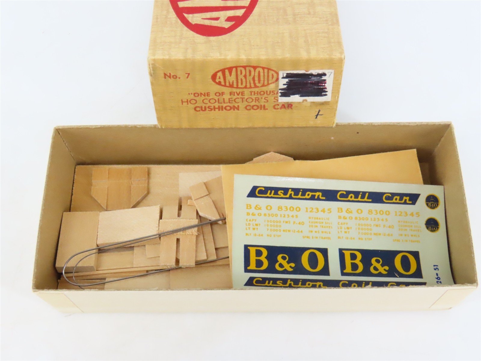 HO Scale Ambroid Kit No 7 B&O Baltimore & Ohio Cushion Coil Car #8300