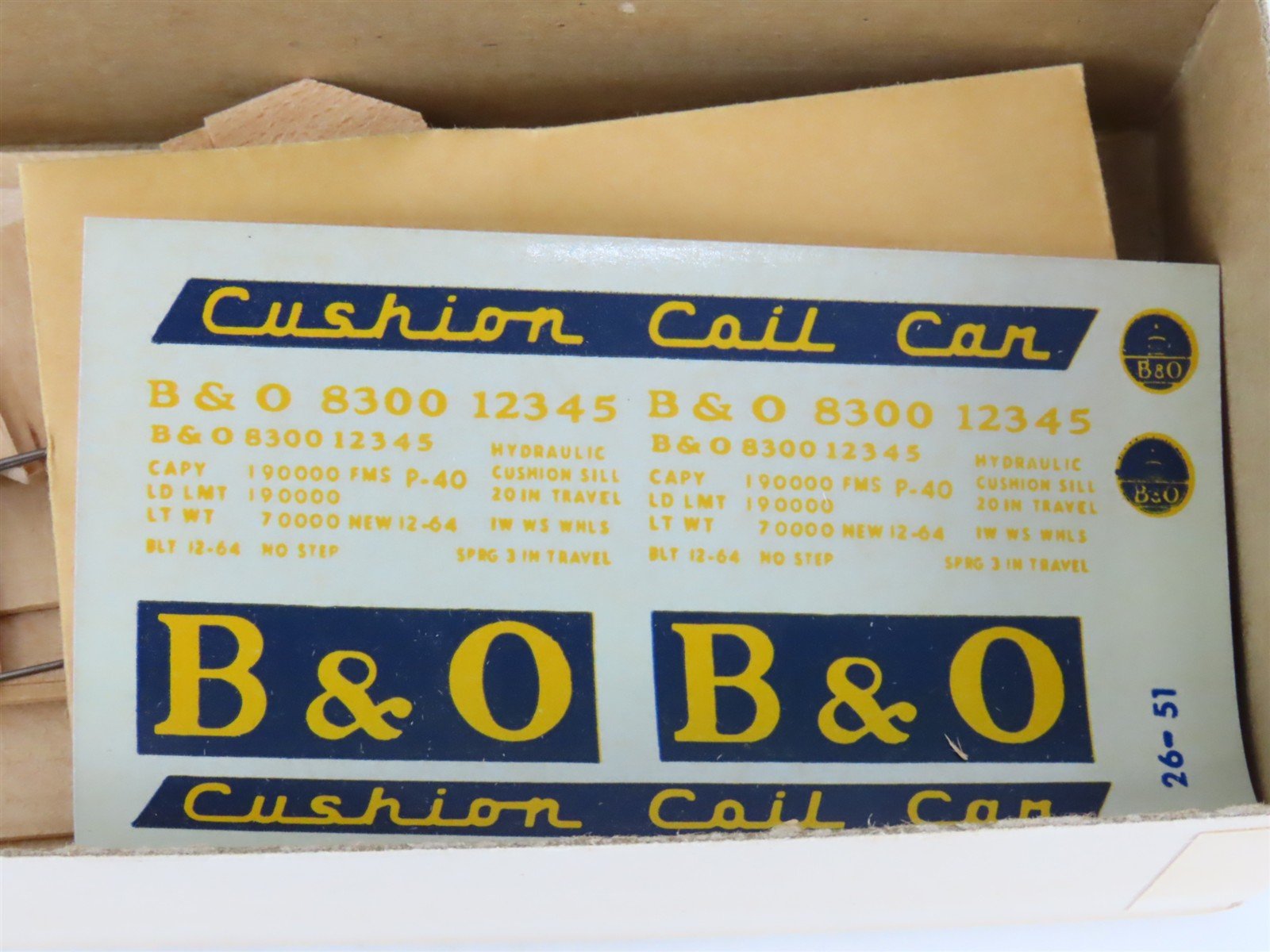HO Scale Ambroid Kit No 7 B&O Baltimore & Ohio Cushion Coil Car #8300