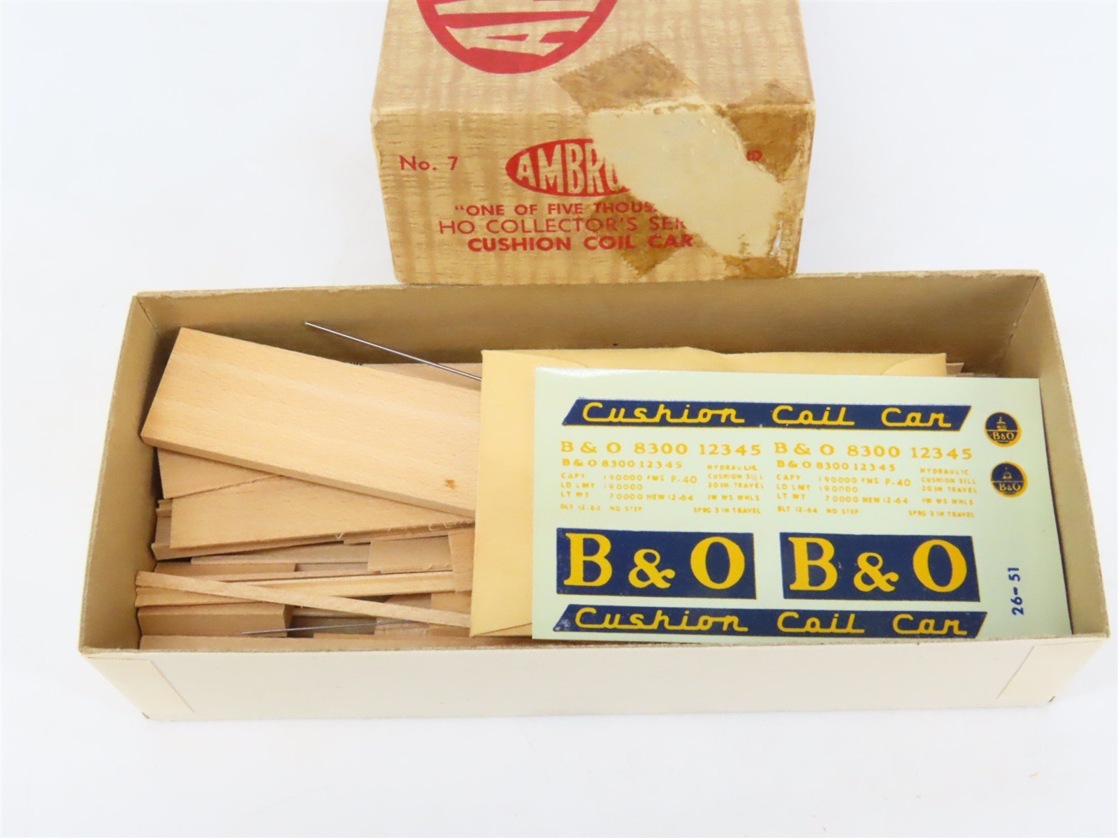 HO Scale Ambroid Kit No 7 B&O Baltimore & Ohio Cushion Coil Car #8300