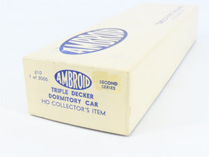 HO Scale Ambroid Kit #10 Wood Unlettered Triple Decker Dormitory Car