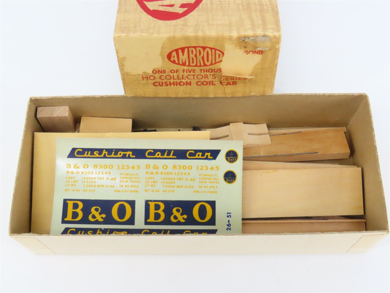 HO Scale Ambroid Kit No 7 B&O Baltimore & Ohio Cushion Coil Car #8300