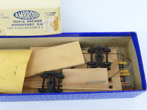 HO Scale Ambroid Kit #10 Wood Unlettered Triple Decker Dormitory Car