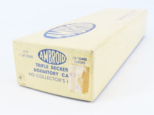 HO Scale Ambroid Kit #10 Wood Unlettered Triple Decker Dormitory Car