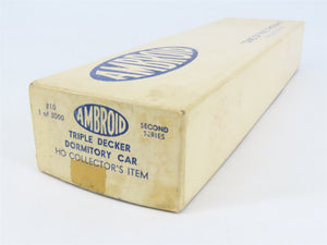 HO Scale Ambroid Kit #10 Wood Unlettered Triple Decker Dormitory Car