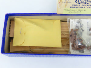 HO Scale Ambroid Kit #10 Wood Unlettered Triple Decker Dormitory Car