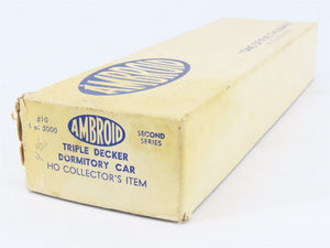 HO Scale Ambroid Kit #10 Wood Unlettered Triple Decker Dormitory Car