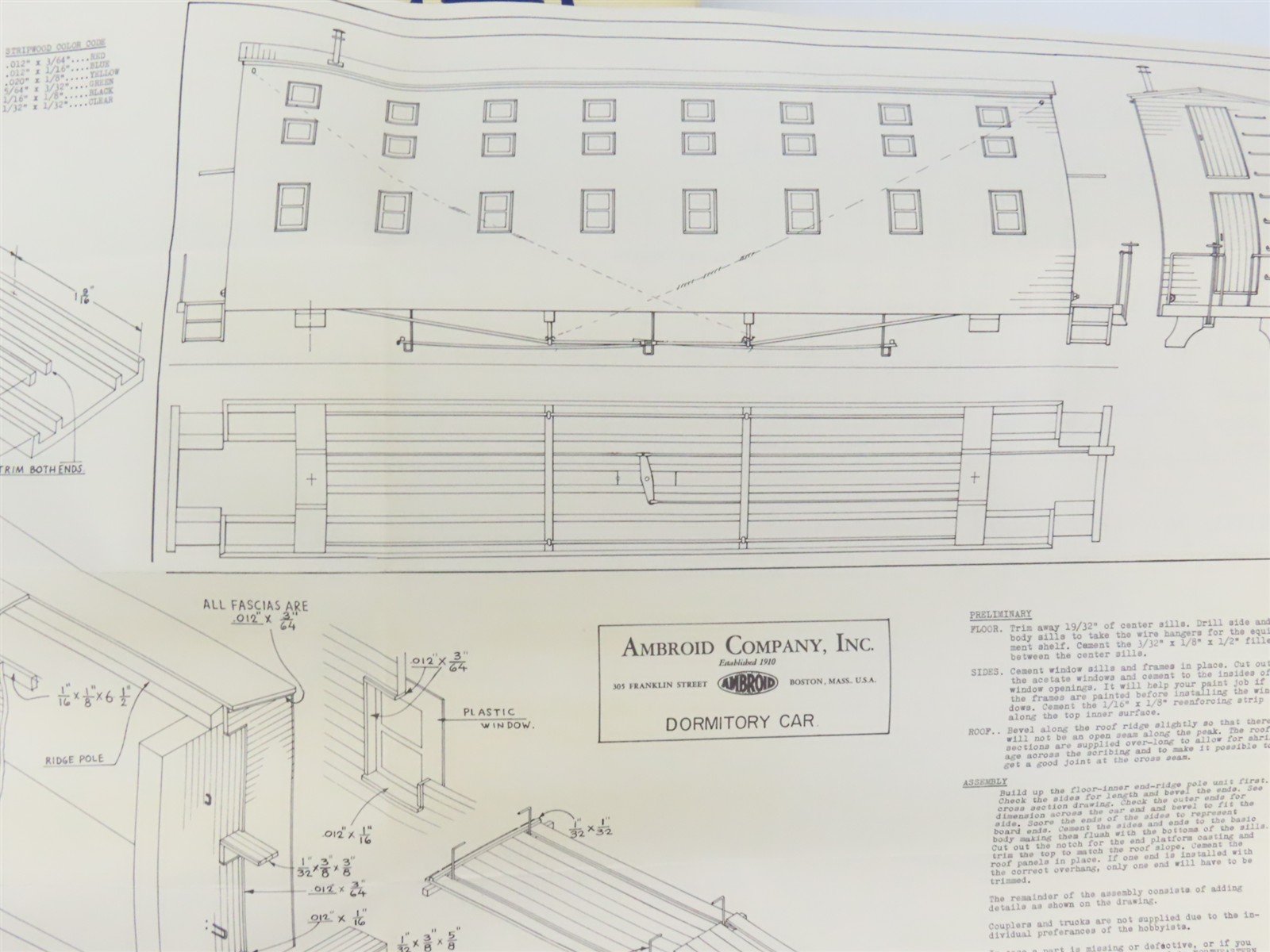 HO Scale Ambroid Kit #10 Wood Unlettered Triple Decker Dormitory Car
