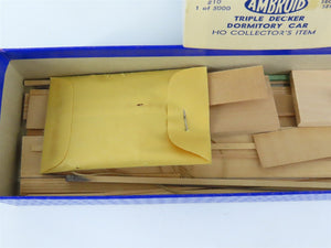 HO Scale Ambroid Kit #10 Wood Unlettered Triple Decker Dormitory Car