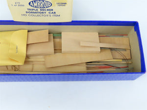 HO Scale Ambroid Kit #10 Wood Unlettered Triple Decker Dormitory Car
