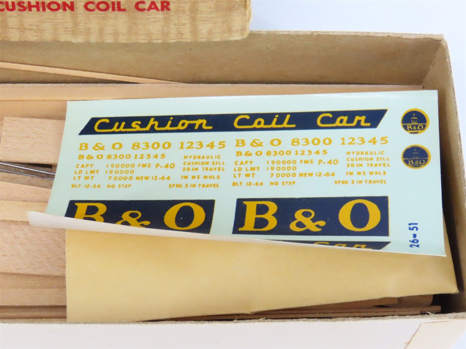 HO Scale Ambroid Kit No 7 B&O Baltimore & Ohio Cushion Coil Car #8300