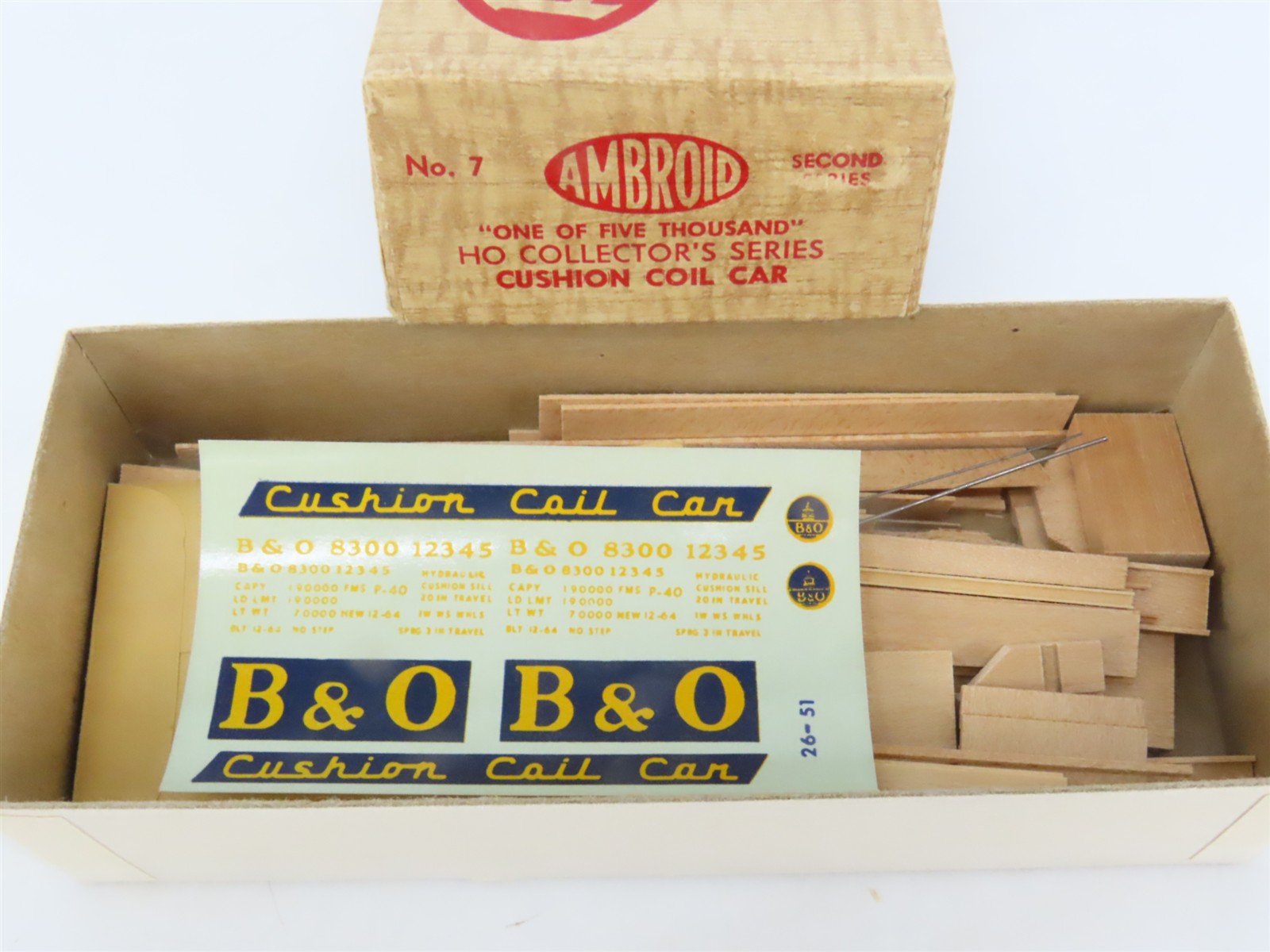 HO Scale Ambroid Kit No 7 B&O Baltimore & Ohio Cushion Coil Car #8300
