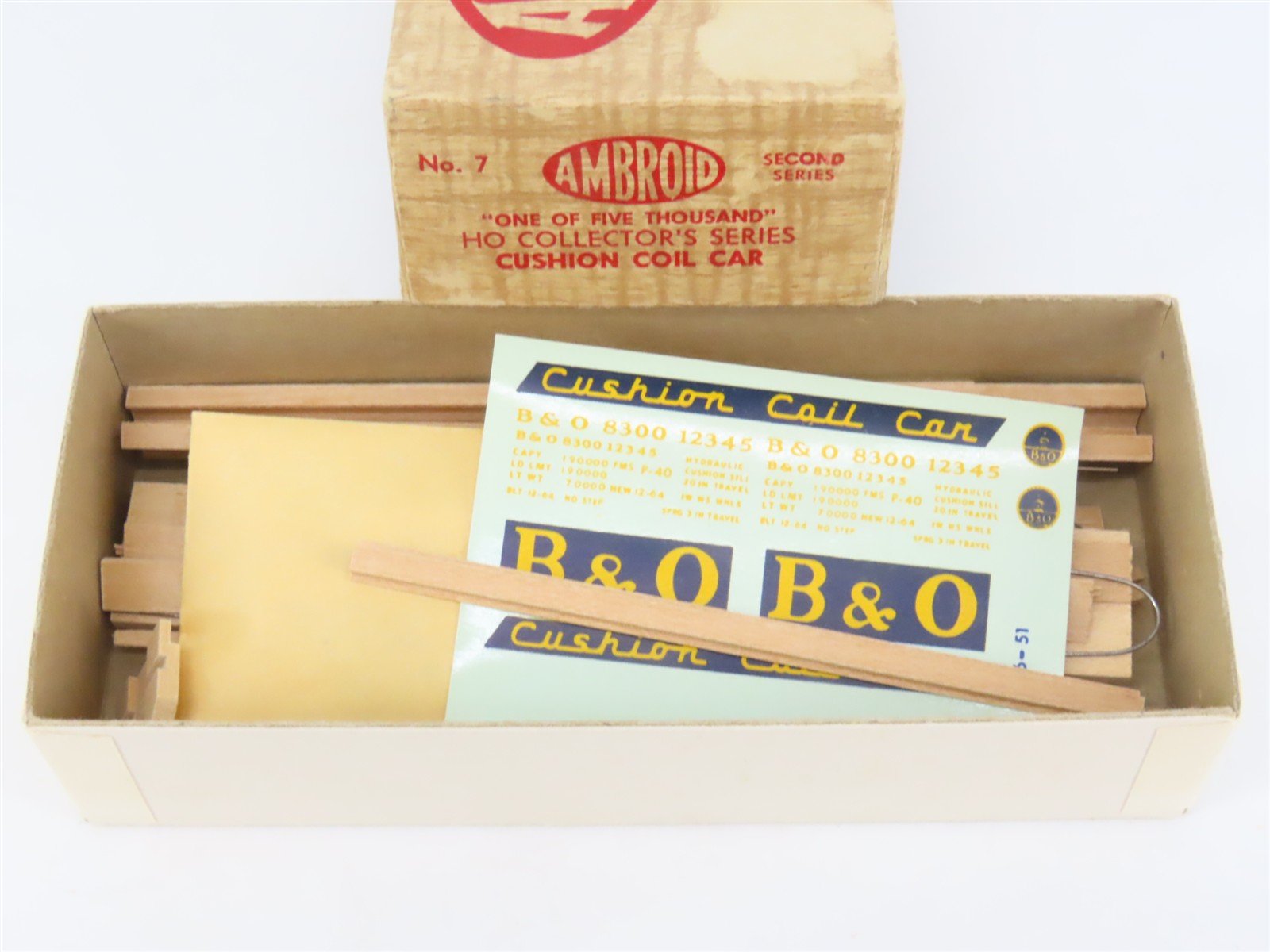 HO Scale Ambroid Kit No 7 B&O Baltimore & Ohio Cushion Coil Car #8300
