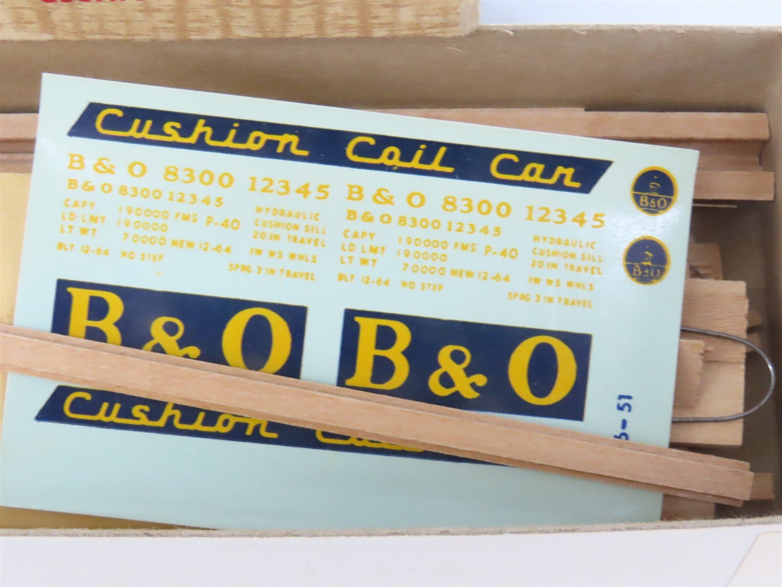 HO Scale Ambroid Kit No 7 B&O Baltimore & Ohio Cushion Coil Car #8300