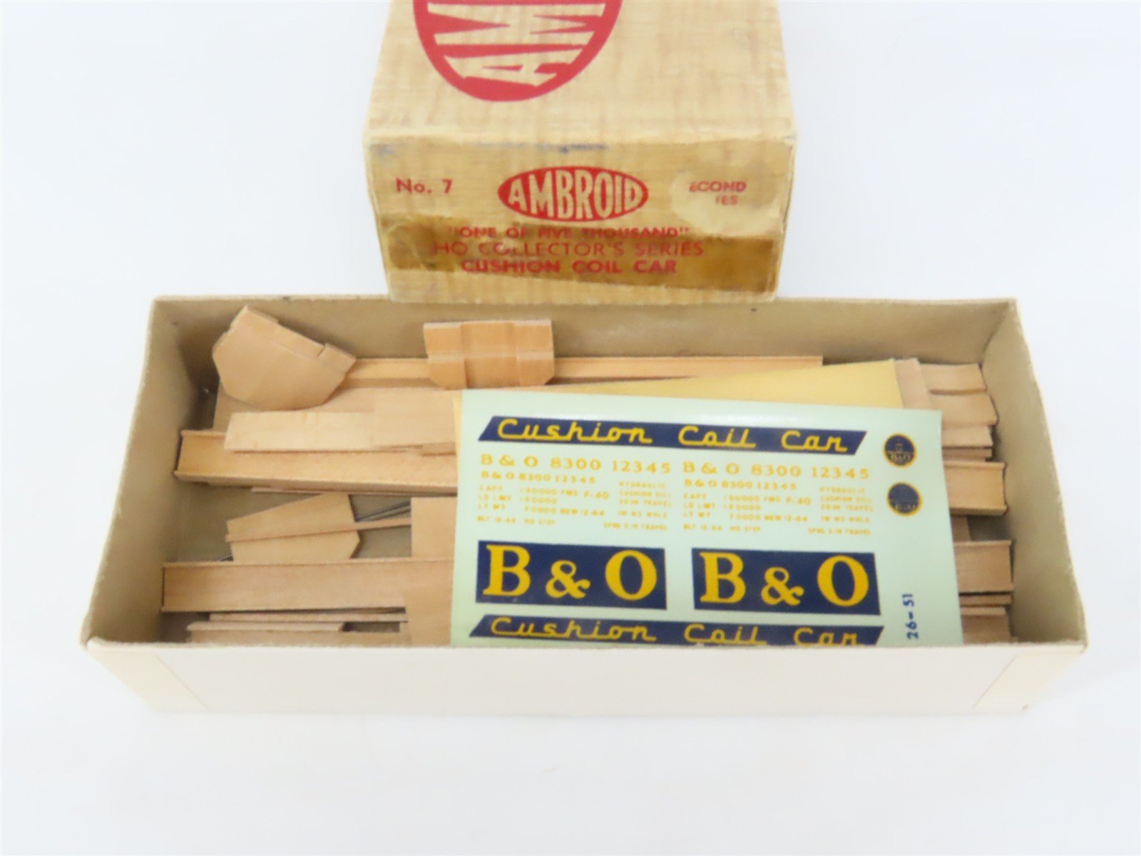 HO Scale Ambroid Kit No 7 B&O Baltimore & Ohio Cushion Coil Car #8300