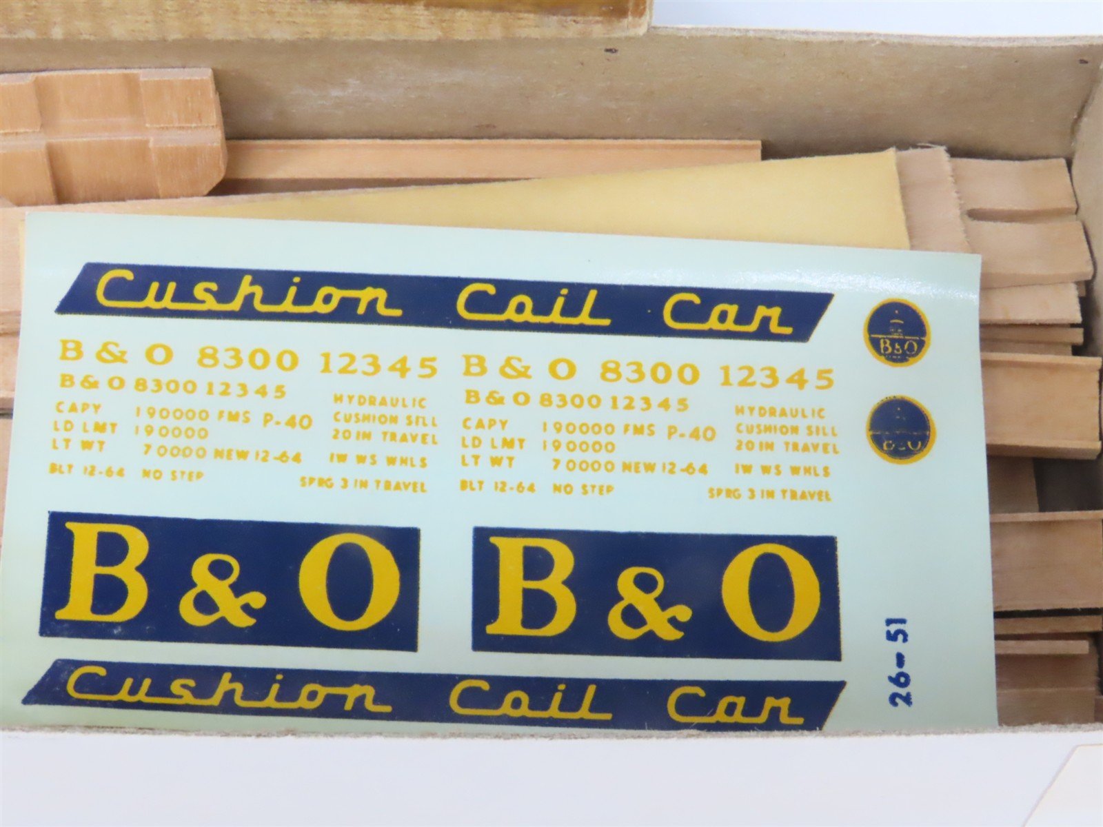 HO Scale Ambroid Kit No 7 B&O Baltimore & Ohio Cushion Coil Car #8300